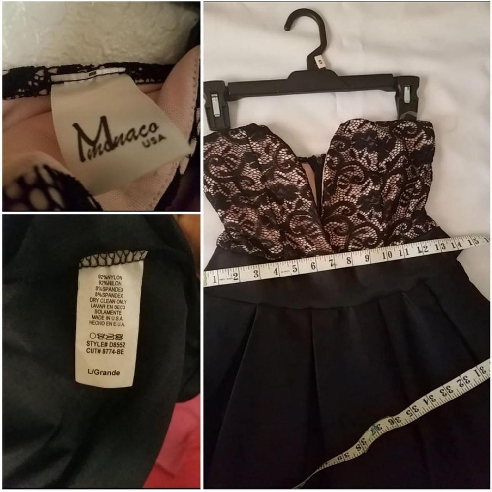 Elegant Pink and Black Strapless Fit and Flare Cocktail Dress - Picture 6 of 11
